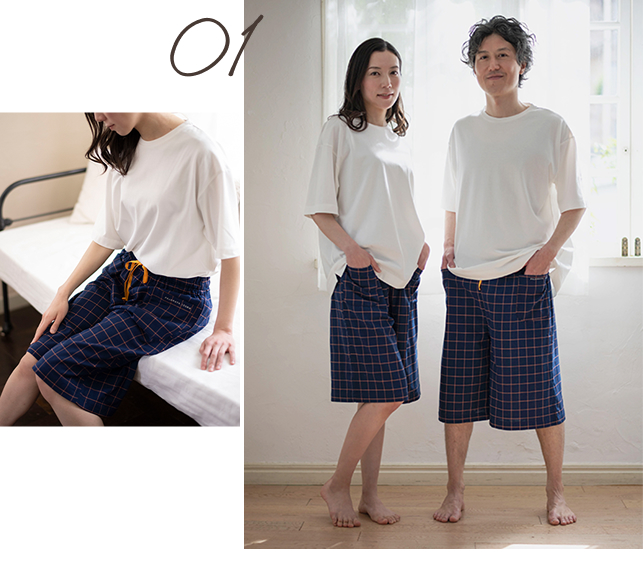 ストレッチ２重ガーゼ“ノビーゼ&reg;” UNO COMfy ハーフパンツ 男女兼用