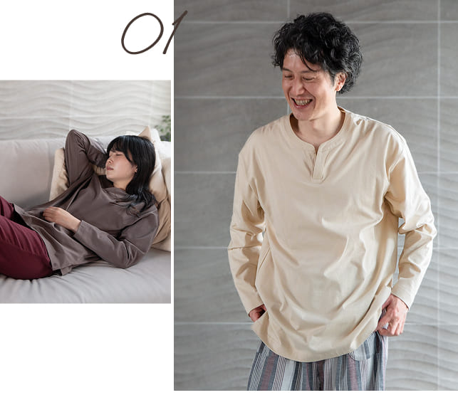 世にも稀有なる三子糸コットン “keu”長袖Tシャツ 男女兼用