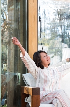 モダンストライプ長袖レディースパジャマ