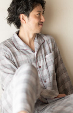 ノビーゼAYA・グレンチェック長袖メンズパジャマ