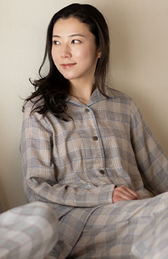 ノビーゼAYA・グレンチェック長袖レディースパジャマ