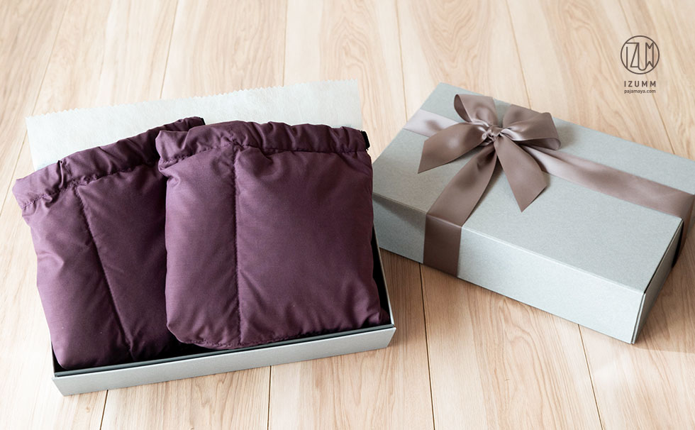 ダウンレッグウォーマー・箱ラッピング付きセット