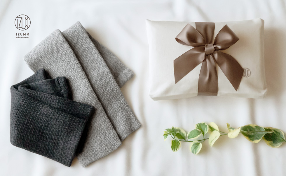 シルクコットンレッグウォーマー＆アームウォーマー、ロング丈＆ショート丈2組・布袋ラッピング付きギフトセット