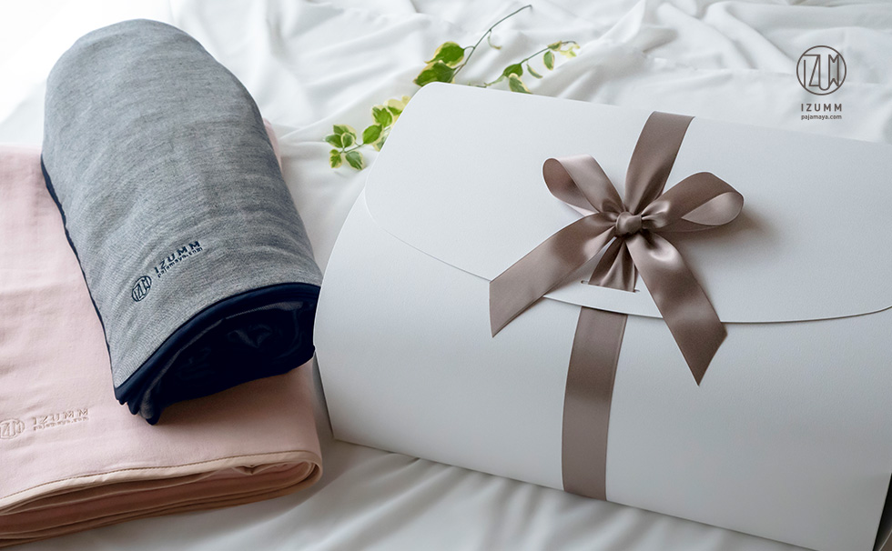 ミルゼ5重ガーゼケット2枚組・箱ラッピング付きペアセット