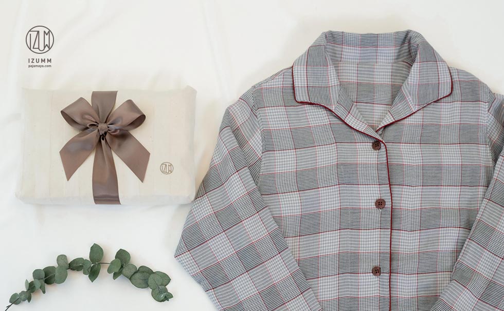 布袋ラッピング付きストレッチ2重ガーゼプレミアムノビーゼAYA長袖レディースパジャマ