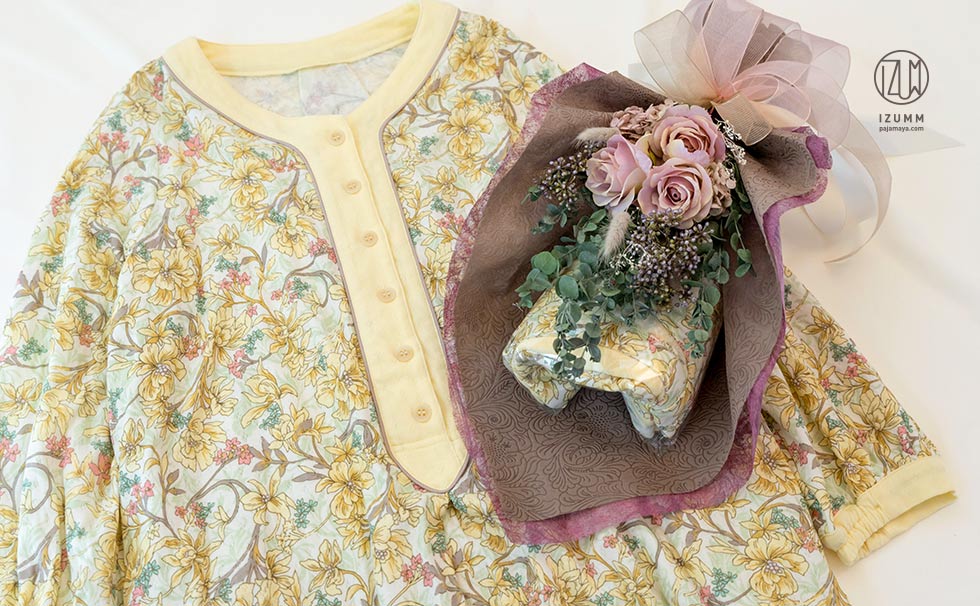 花くるみワンピースパジャマのパジャマブーケ・ブーケラッピング付きギフトセット