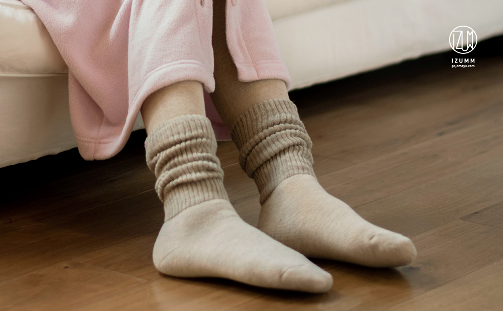 ウールパイル2重編み厚手ソックス