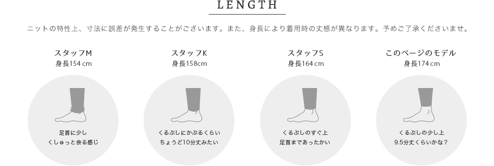 着用時の身長別丈感