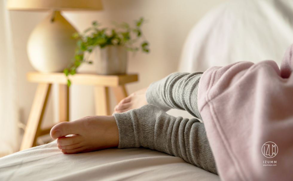 シルクコットン二重編みレッグウォーマー兼用アームウォーマー（ロング丈）