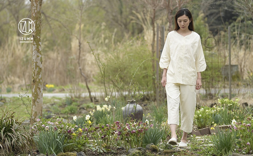 裏ガーゼ シノワズリー柄 エンブロイダリー レディースパジャマ