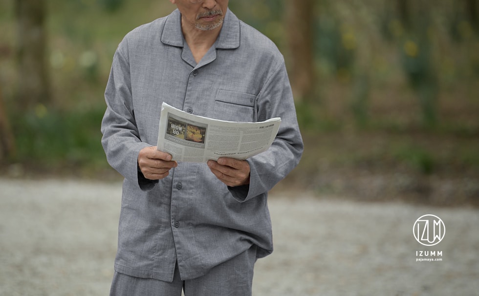 ストレッチ ２重ガーゼ “ノビーゼ”長袖 メンズパジャマ