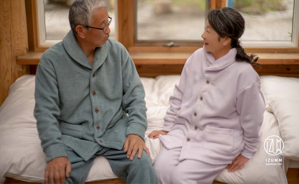IZUMMフリース プレミアム厚地<br>両面起毛 前開きパジャマ メンズ・レディース兼用