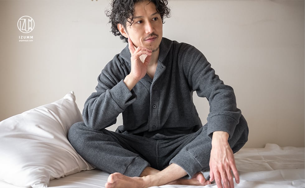 IZUMMフリース スタンダード中厚 両面起毛 前開き メンズパジャマ