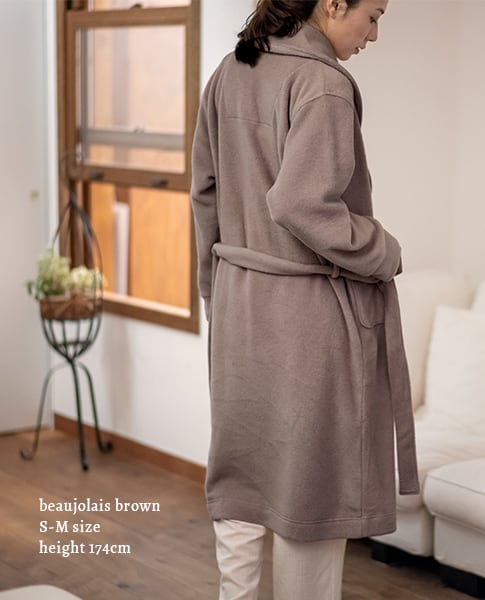 中厚になったフリースガウンは着心地軽やか♪ ボジョレーブラウン S〜Mサイズ
