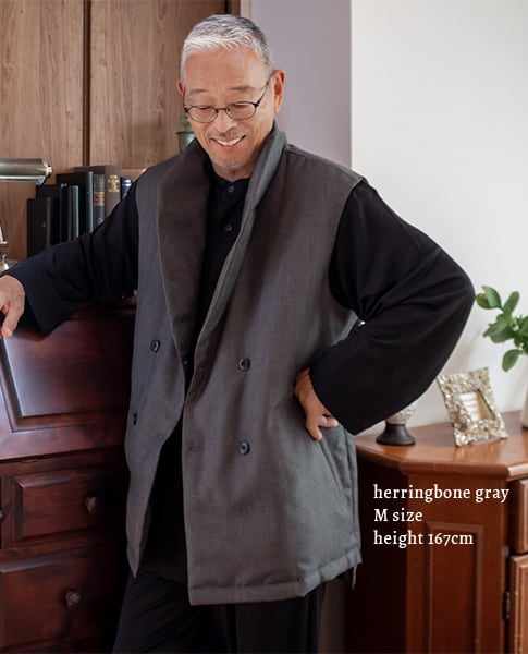 腰まですっぽり包まれてあったか。　身長167cm・ヘリンボーングレー・Mサイズ