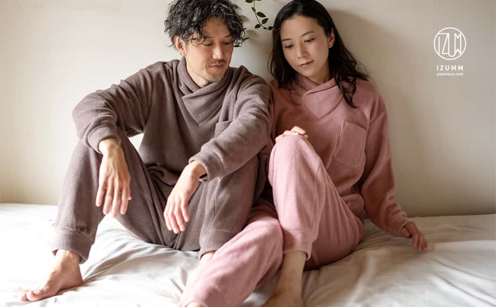IZUMMフリース スタンダード中厚 ラップタートルネックパジャマ メンズ・レディース兼用