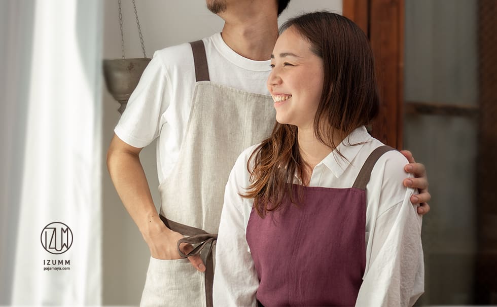 リネン100％　男女兼用 みんなのエプロン