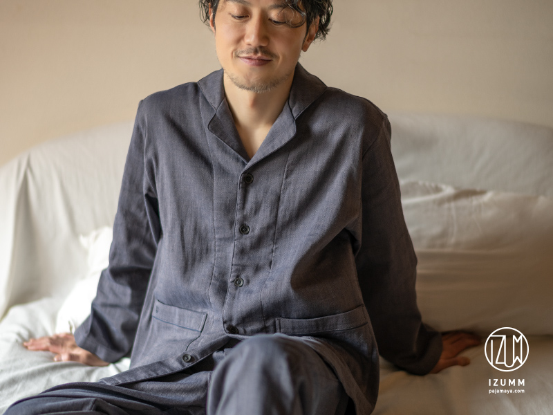 ストレッチ２重ガーゼ  ぬくもり ノビーゼ“ RIN  ” 長袖 メンズパジャマ