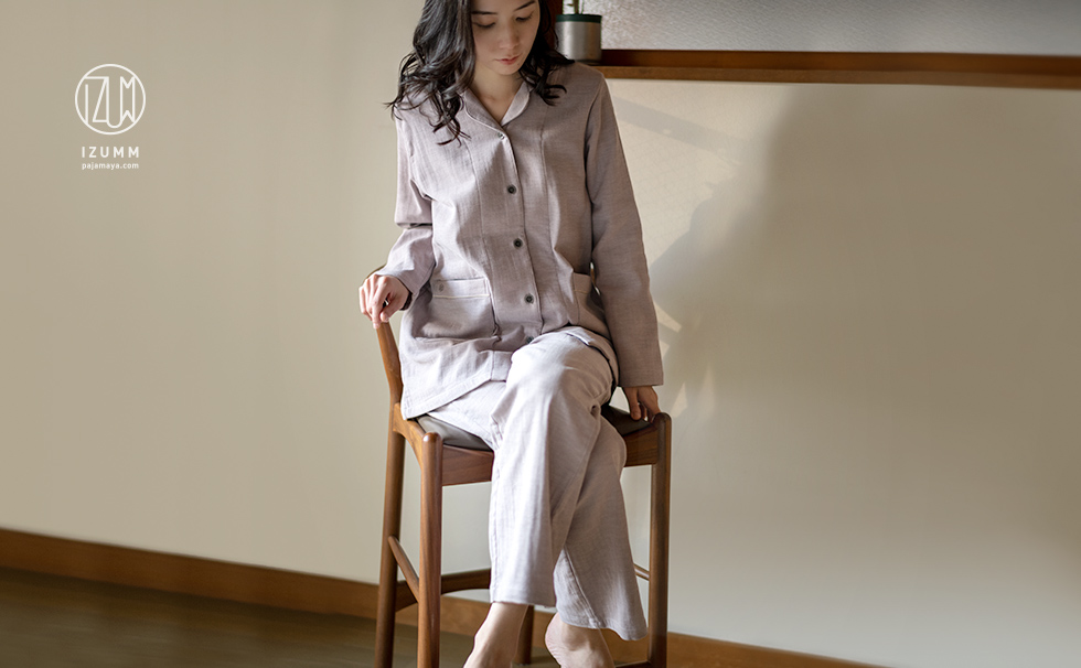 ストレッチ２重ガーゼ  ぬくもり ノビーゼ“ RIN  ” 長袖 メンズパジャマ