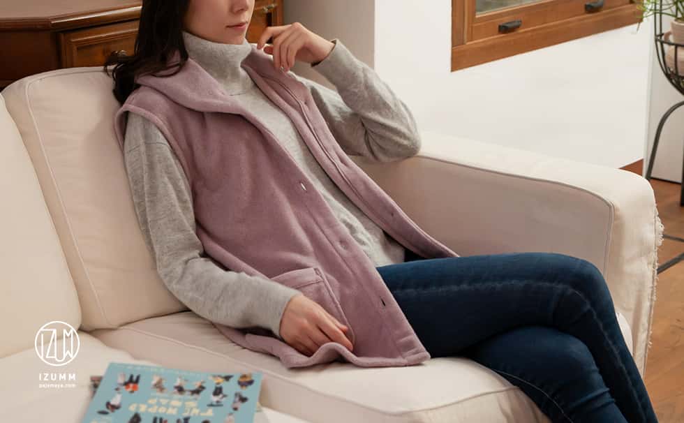 IZUMMフリース プレミアム厚地 両面起毛 レディース ルームベスト