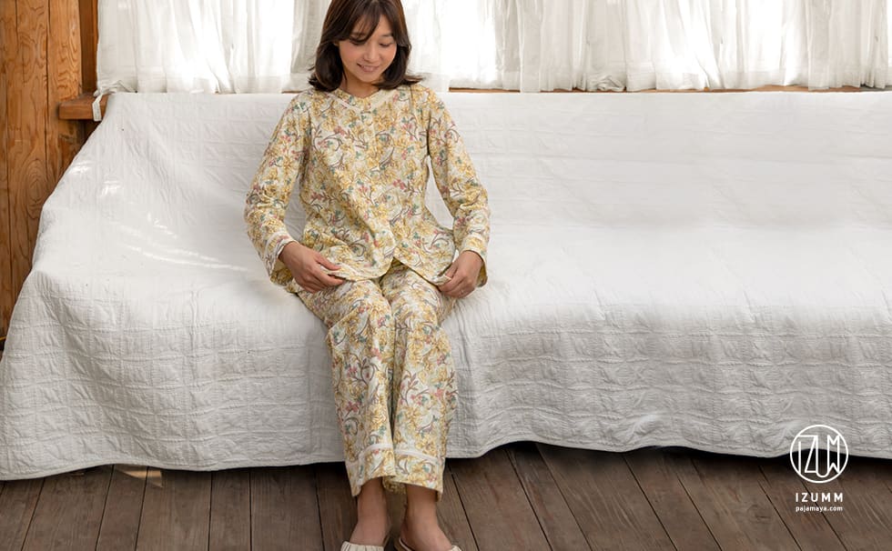 エアリーニットガーゼ “ 花くるみ ” 前開き レディースパジャマ