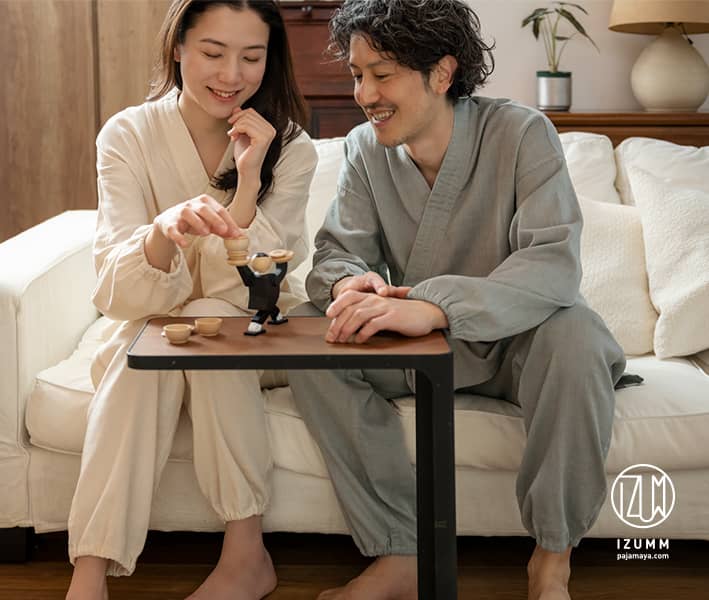 ストレッチ２重ガーゼ  “ノビーゼ” 男女兼用　やわらか うたた寝 作務衣パジャマ