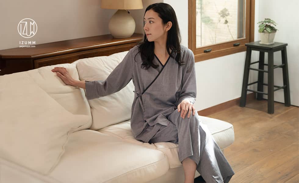 ストレッチ２重ガーゼ  “ノビーゼ” 八分袖 レディース くつろぎウエア