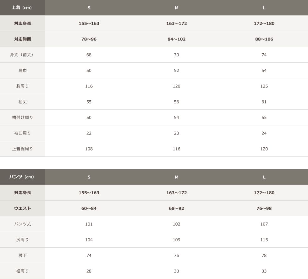 サイズ表
