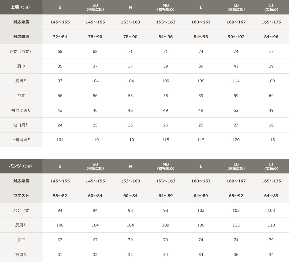 サイズ表