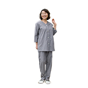 綿麻混ストレッチダンガリー七分袖レディースパジャマ