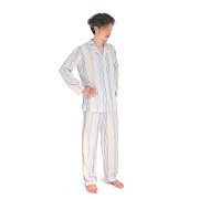 モダンストライプ2重ガーゼ長袖メンズパジャマ