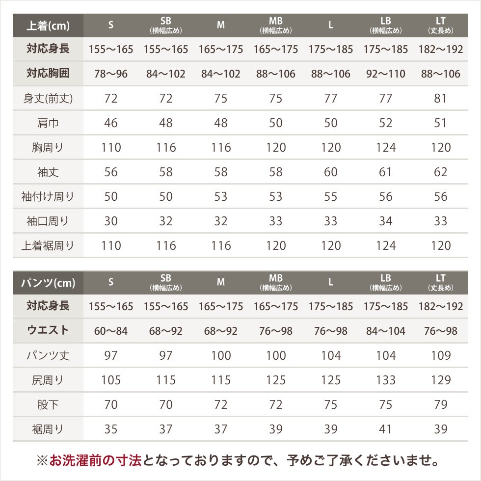 サイズ表