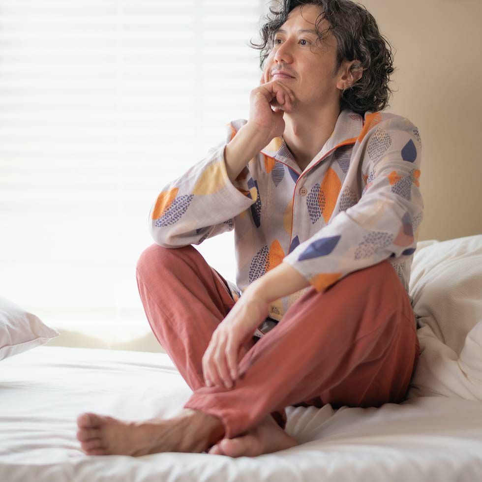 今治タオルブランド認定 3重ガーゼ メンズパジャマ 長袖 前開き 日本製