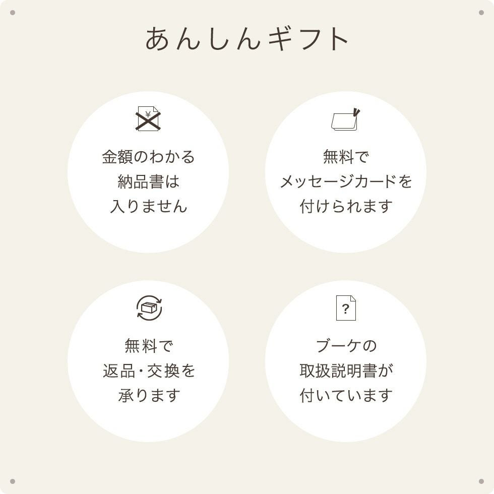 あんしんギフト（納品書なし・無料メッセージカードあり・手渡し袋あり・取扱説明書付き）
