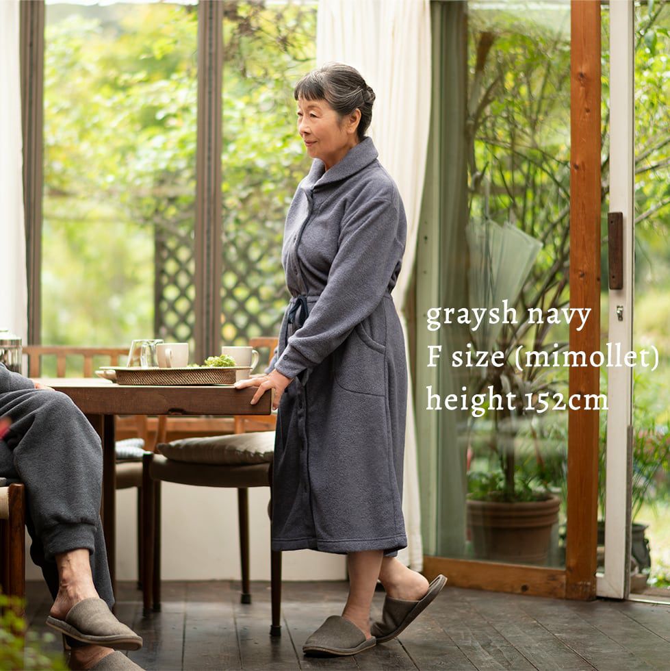 フリース ルームワンピース ネグリジェ 前開きロング丈 IZUMMフリース