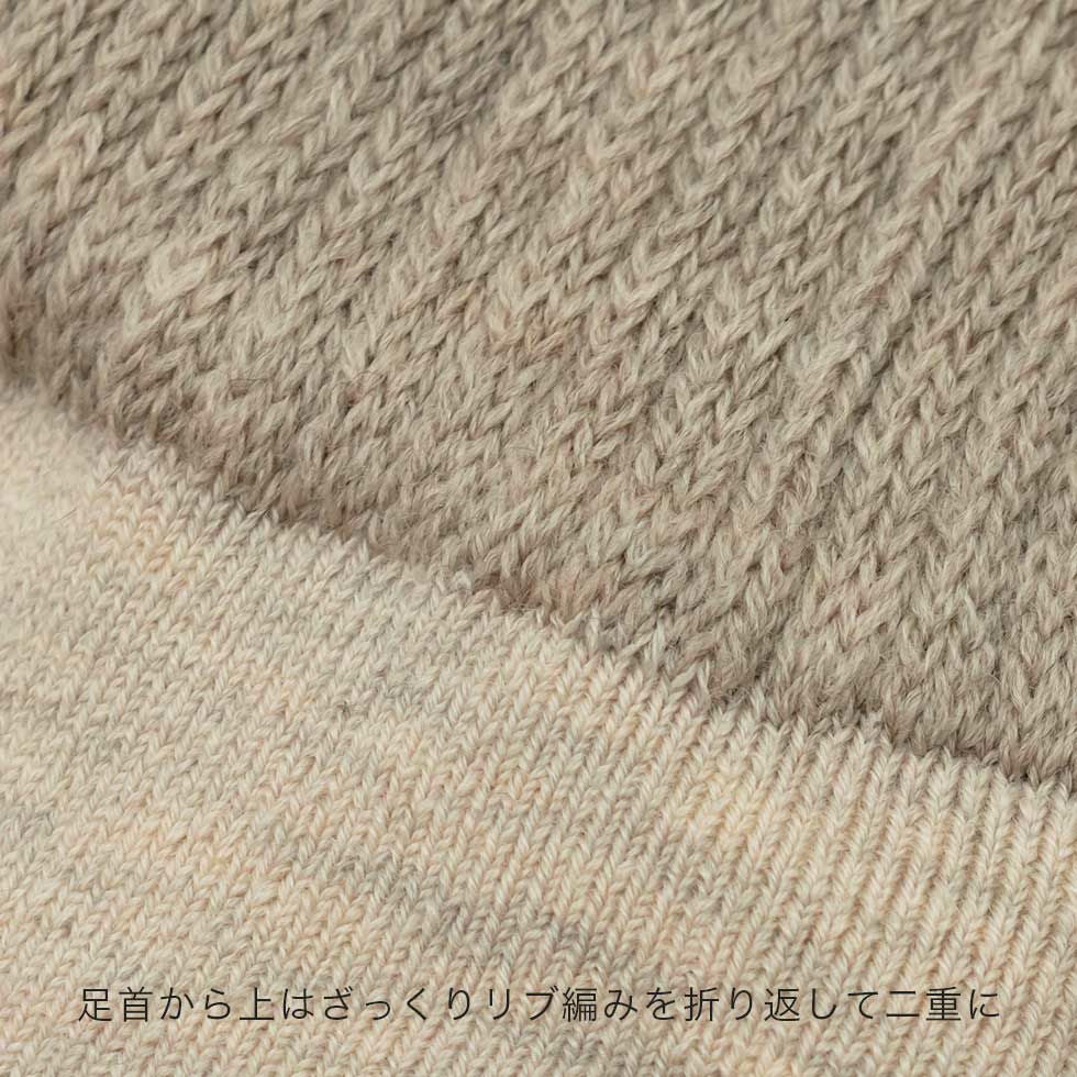 足首から上はざっくりリブ編みを折り返して二重に