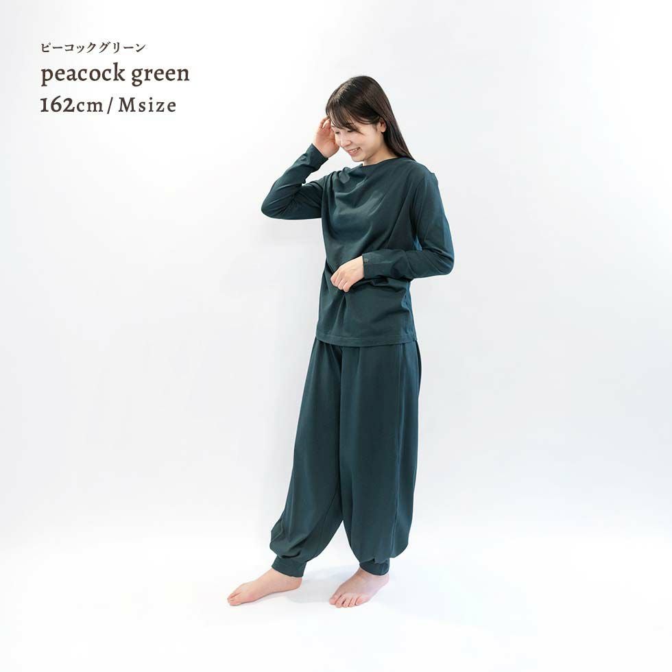 ドレープがきれいな長袖レディースパジャマ 希少な超長綿三子糸