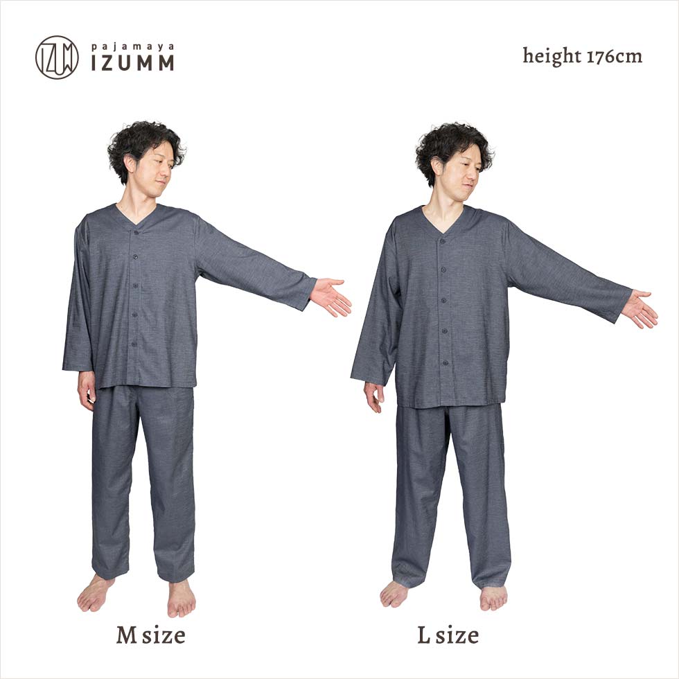 男性モデル身長：176cm Mサイズ・ Lサイズ比較
