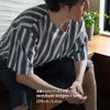 男性モデル身長：176cm Lサイズ 涼風ストライプ×ネイビー着用